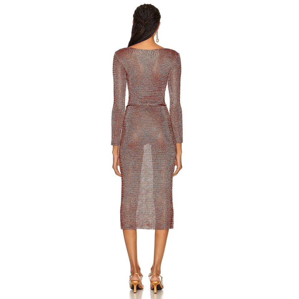 Zimmermann Anneke Metallic-Knit Midi Dress Size XS - Picture 8 of 16